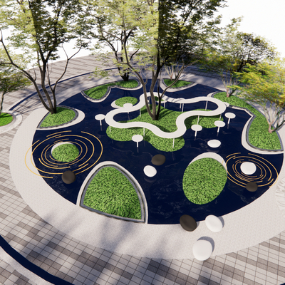  现代景观座椅 户外座椅 景观树池su模型 