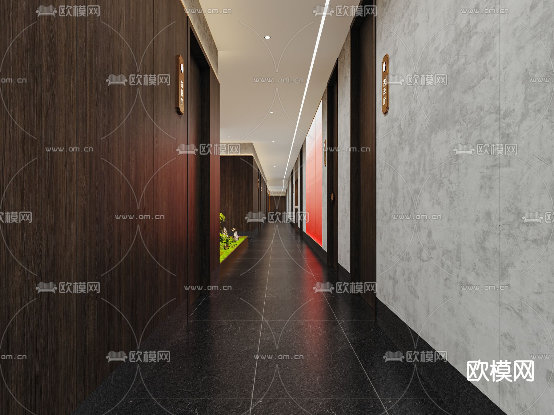 中餐厅 走廊过道3d模型下载（渲染图2）