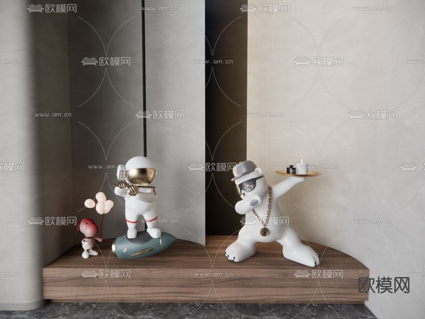 潮玩 雕塑 摆件su模型下载（渲染图2）