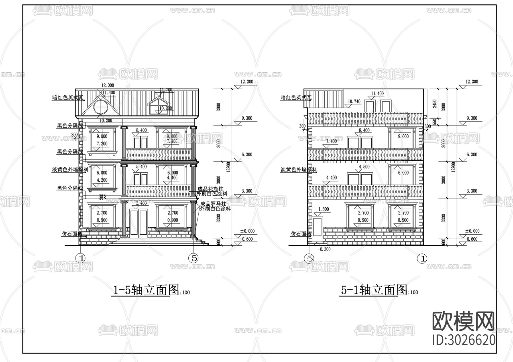 51美丽乡村CAD建筑图cad平面图下载（渲染图2）