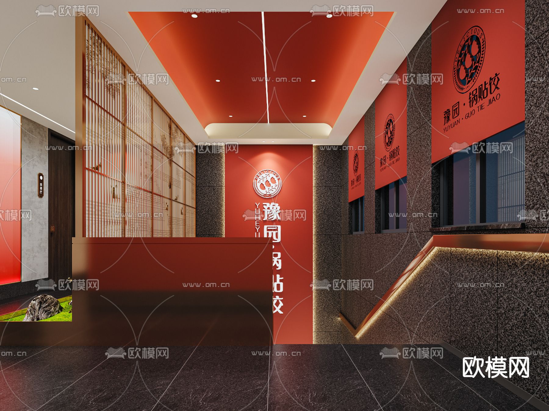 中餐厅 走廊过道3d模型下载（渲染图4）