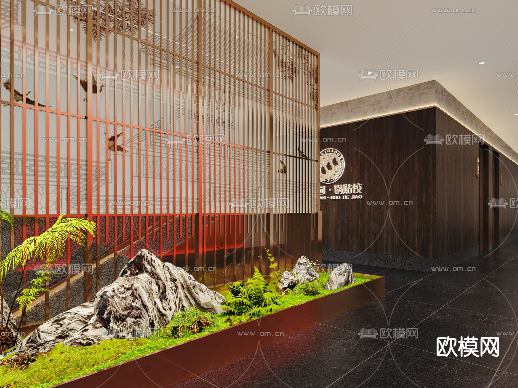 中餐厅 走廊过道3d模型下载（渲染图3）