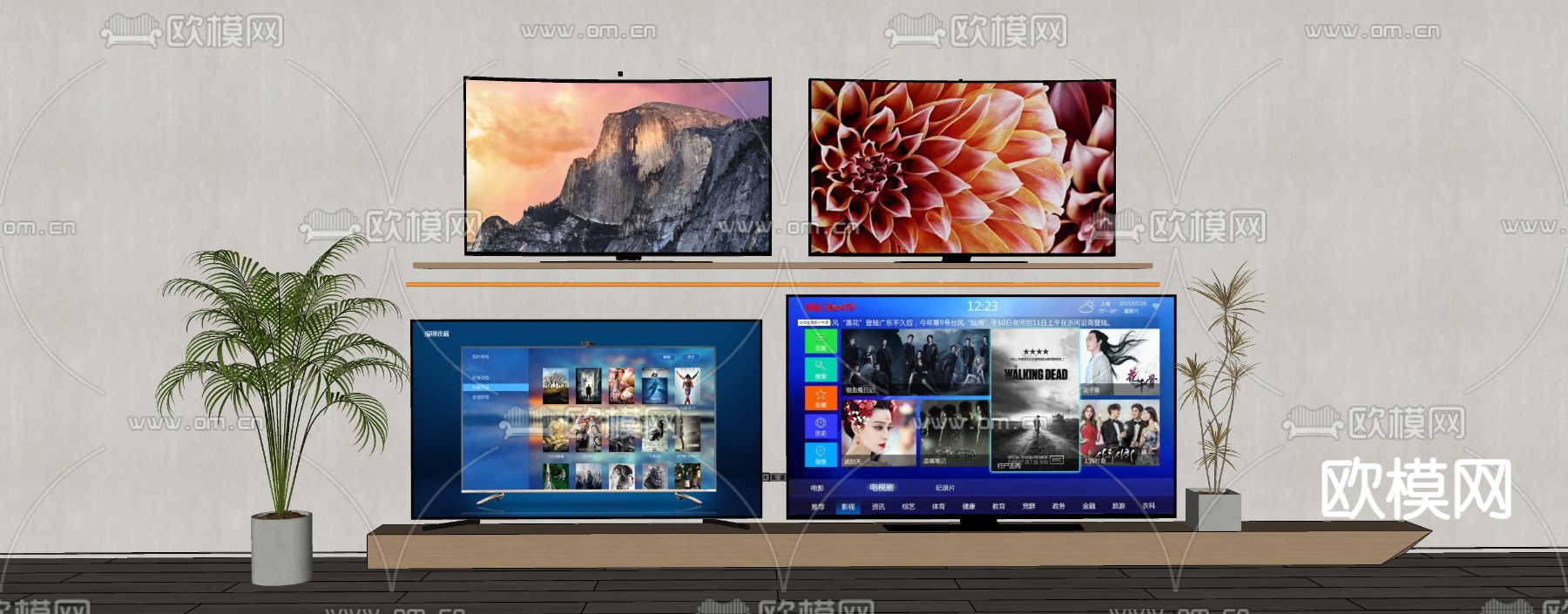 投影仪 投影幕布su模型下载（渲染图1）