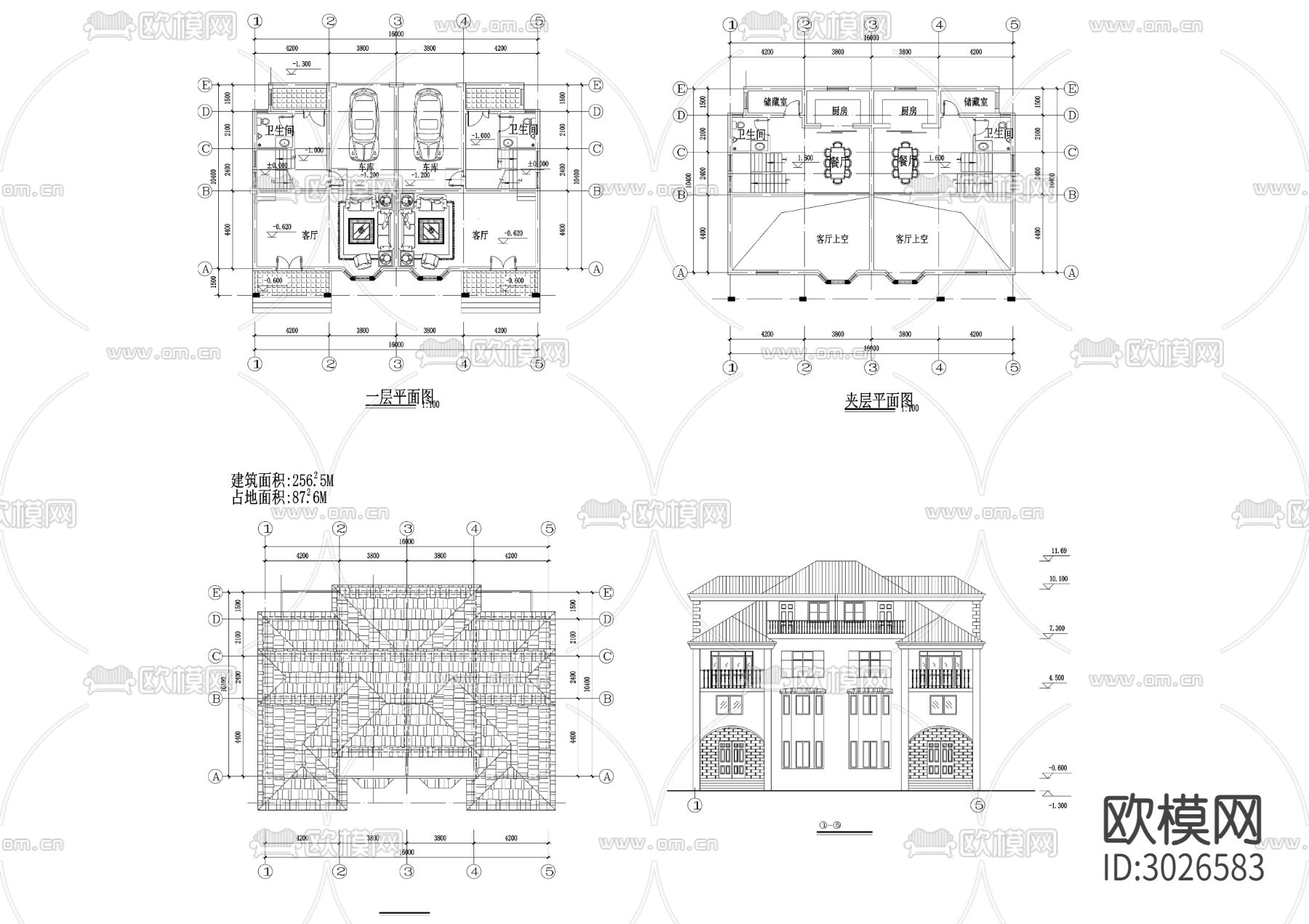 29美丽乡村CAD建筑图cad平面图下载（渲染图2）