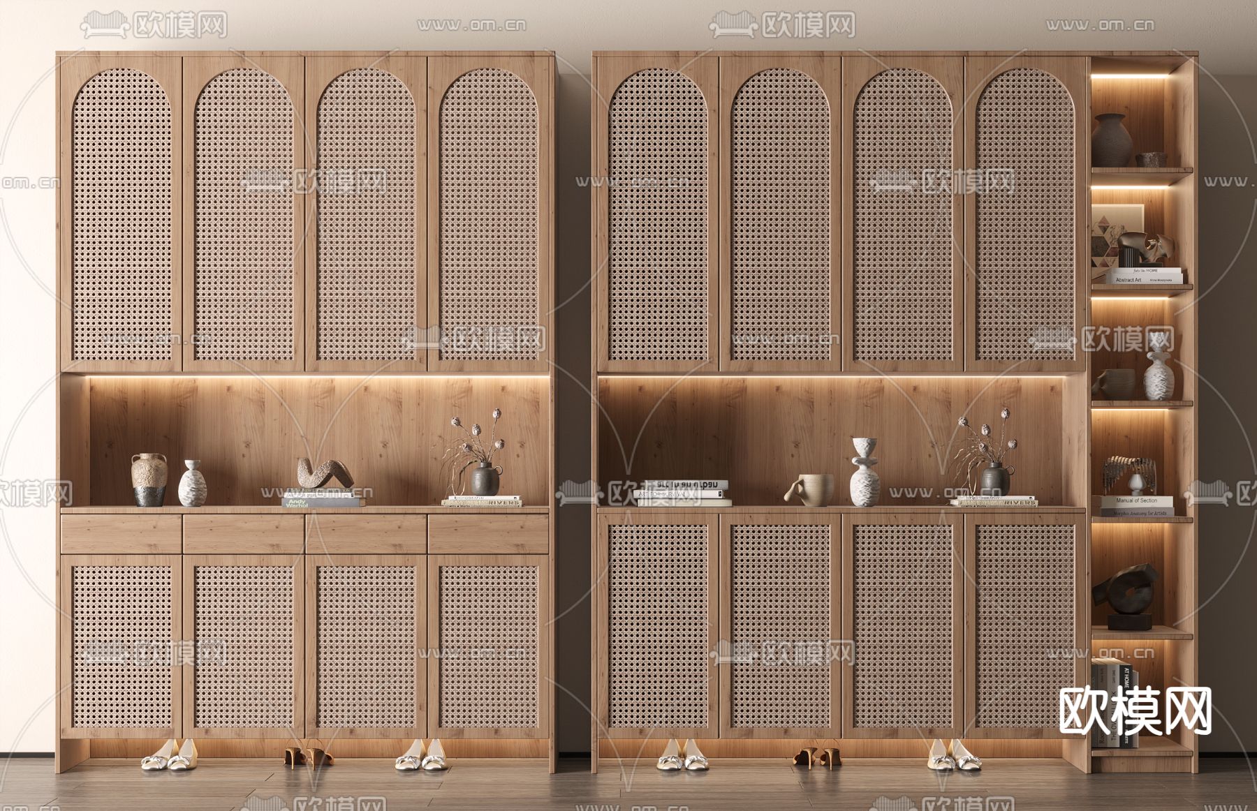 侘寂风鞋柜su模型下载（渲染图2）