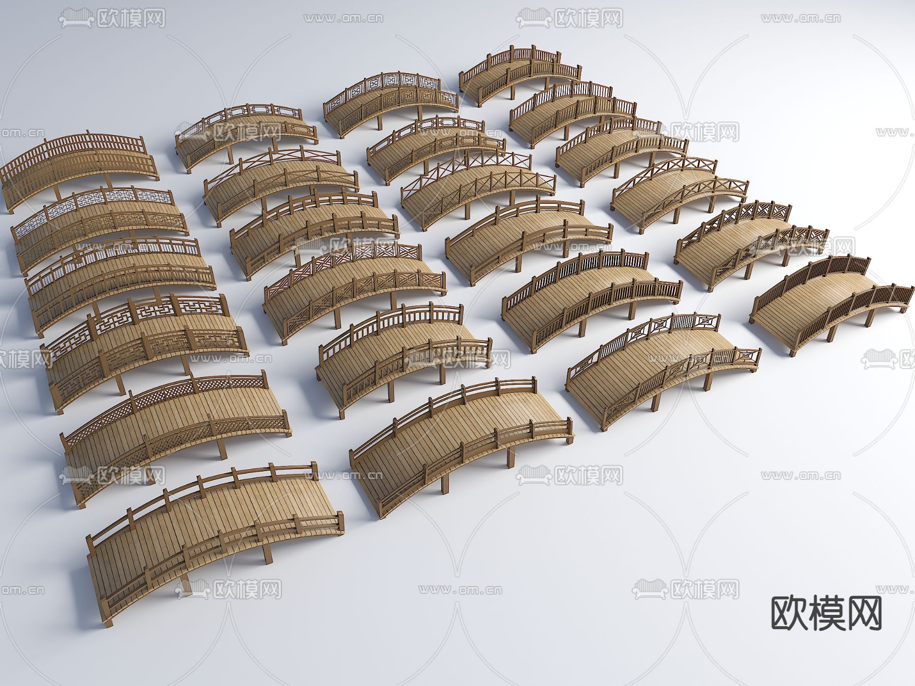 景观木桥 拱桥 木栈道3d模型下载