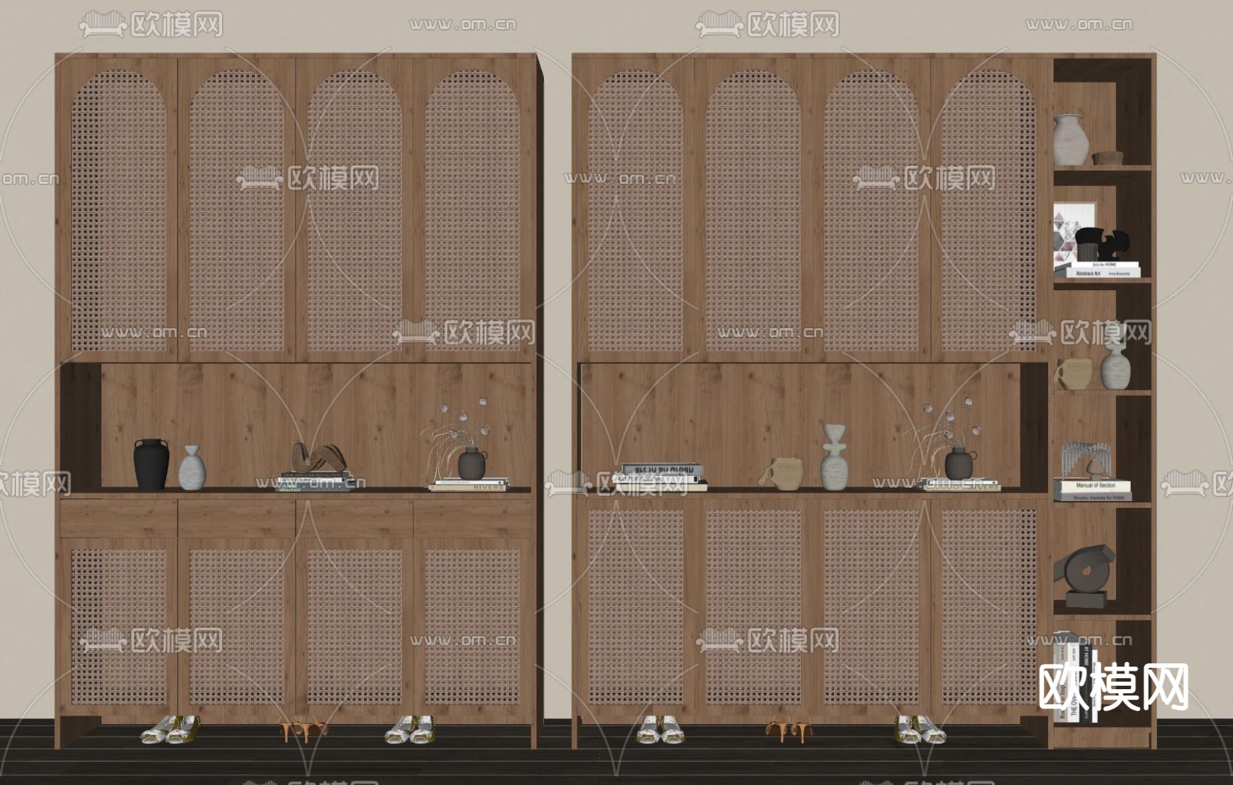 侘寂风鞋柜su模型下载（渲染图1）
