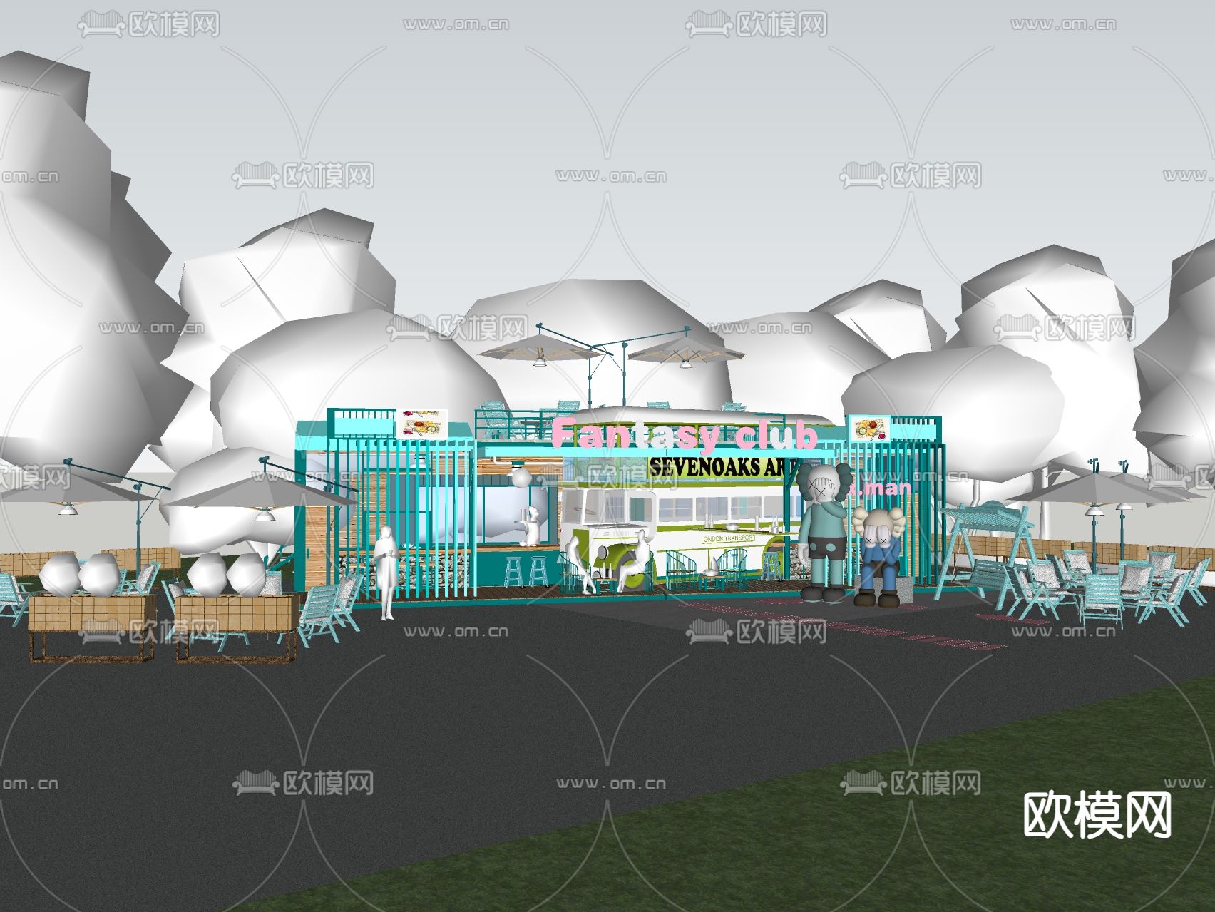 集装箱餐厅su模型下载（渲染图1）