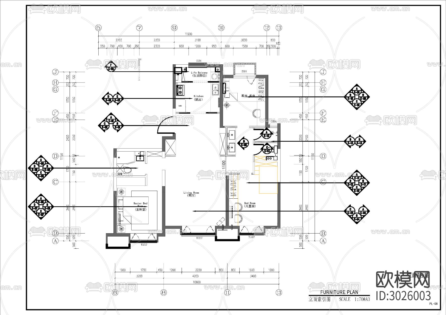家装cad施工图下载（渲染图6）