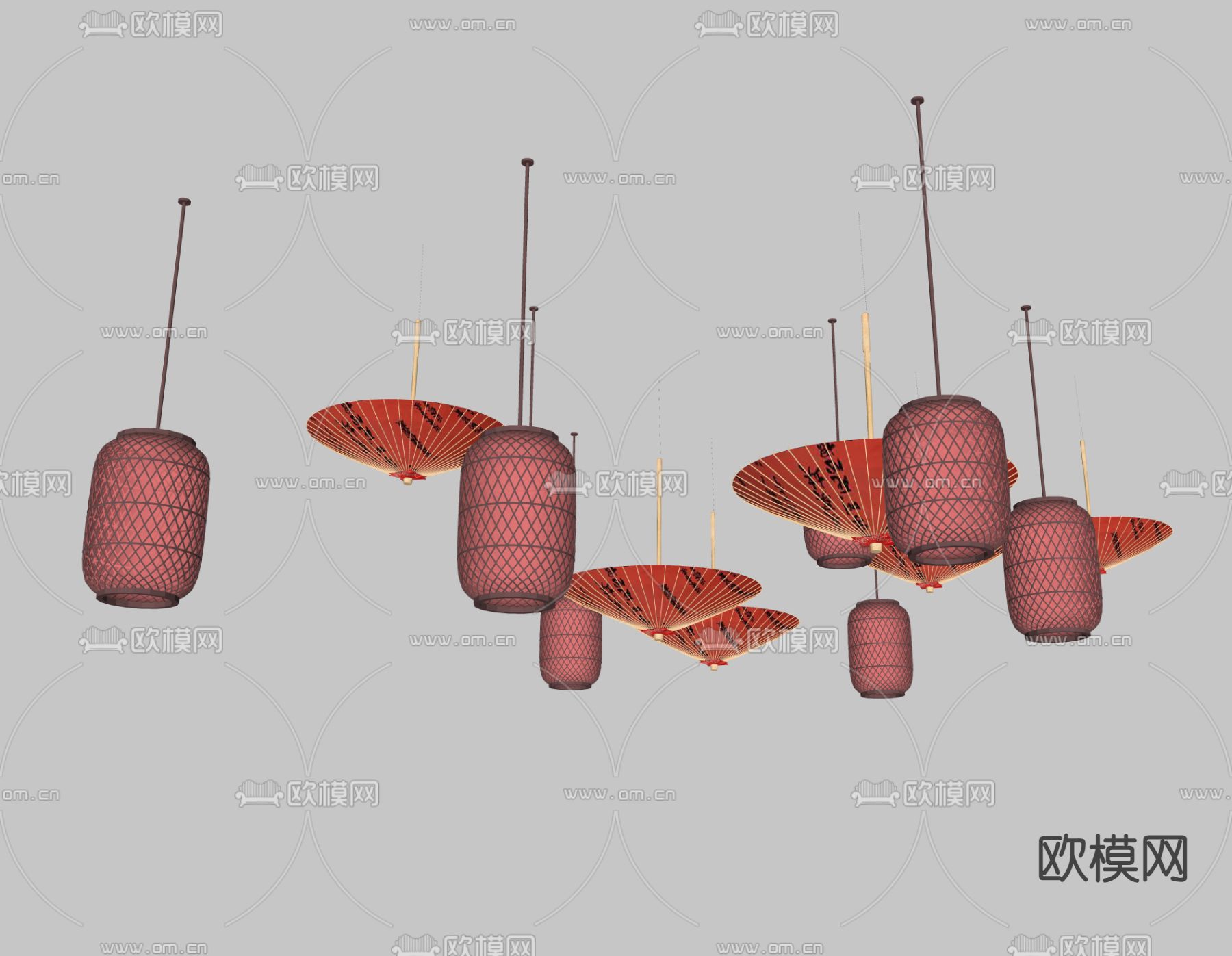 新中式灯笼su模型下载（渲染图1）