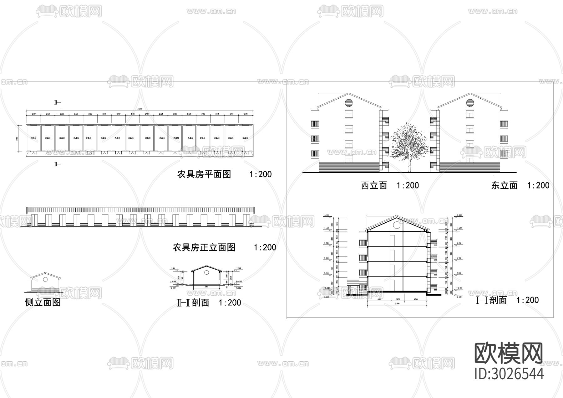 9美丽乡村CAD建筑图cad平面图下载（渲染图2）