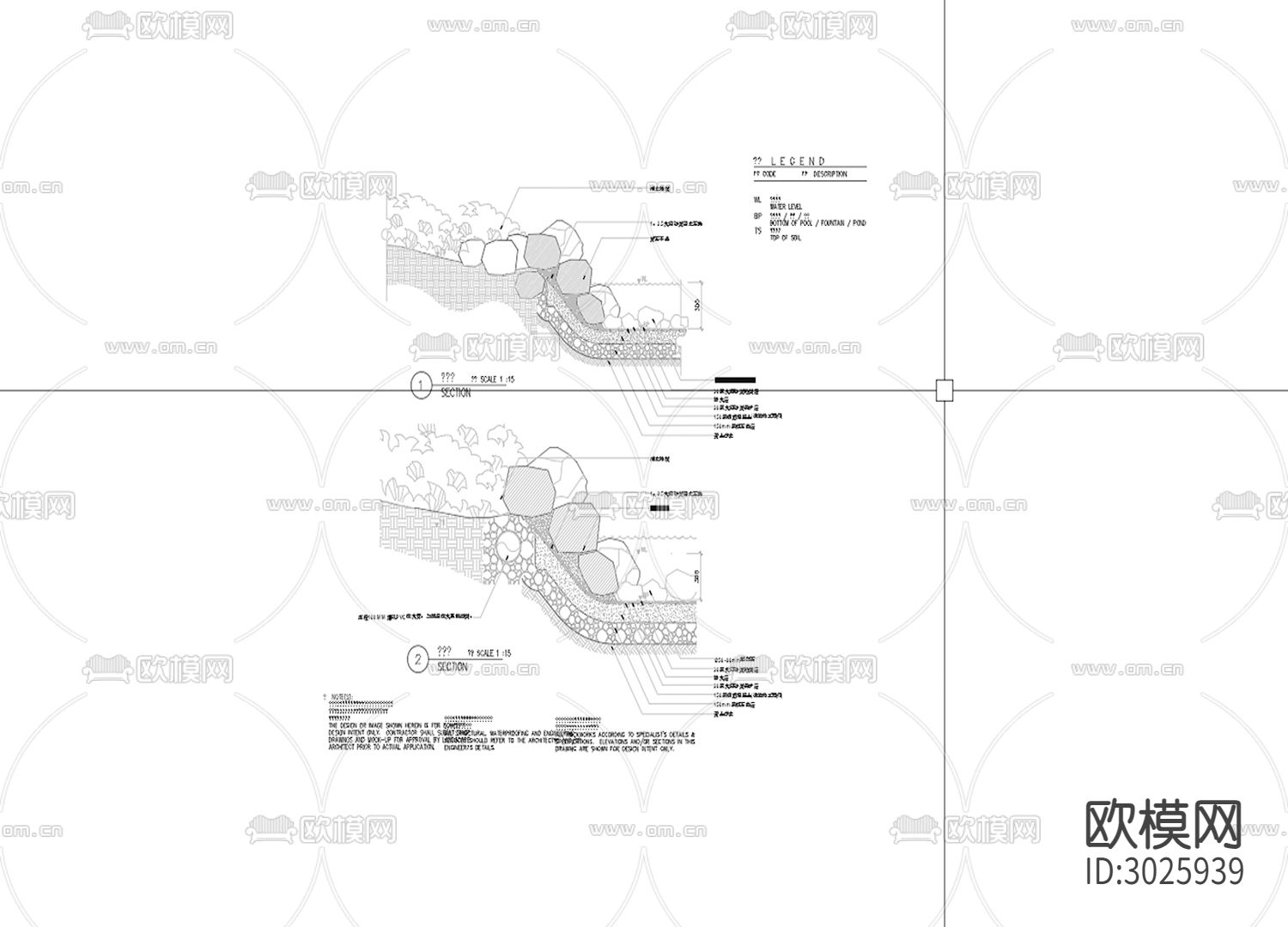驳岸cad施工图下载（渲染图2）