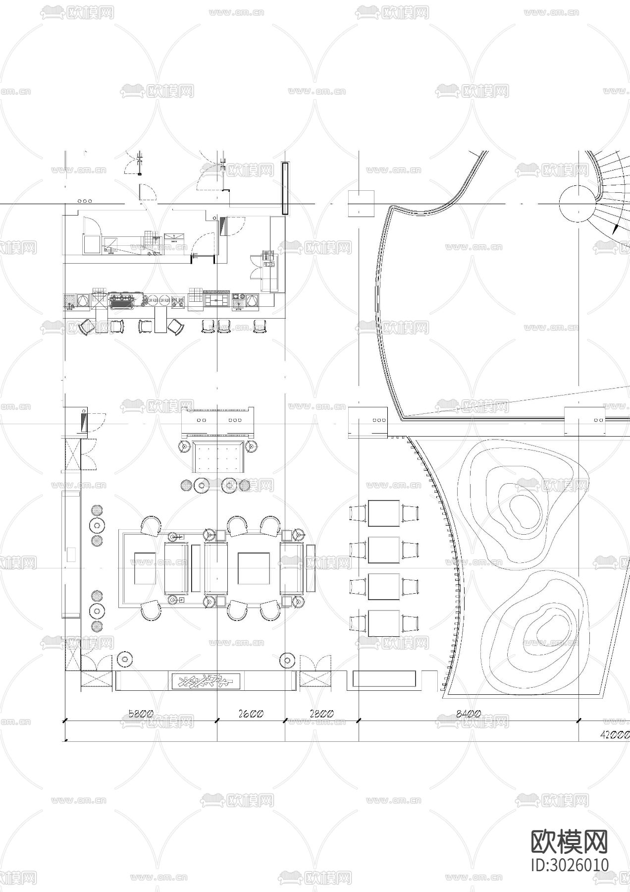 酒店宾馆cad平面图下载（渲染图3）