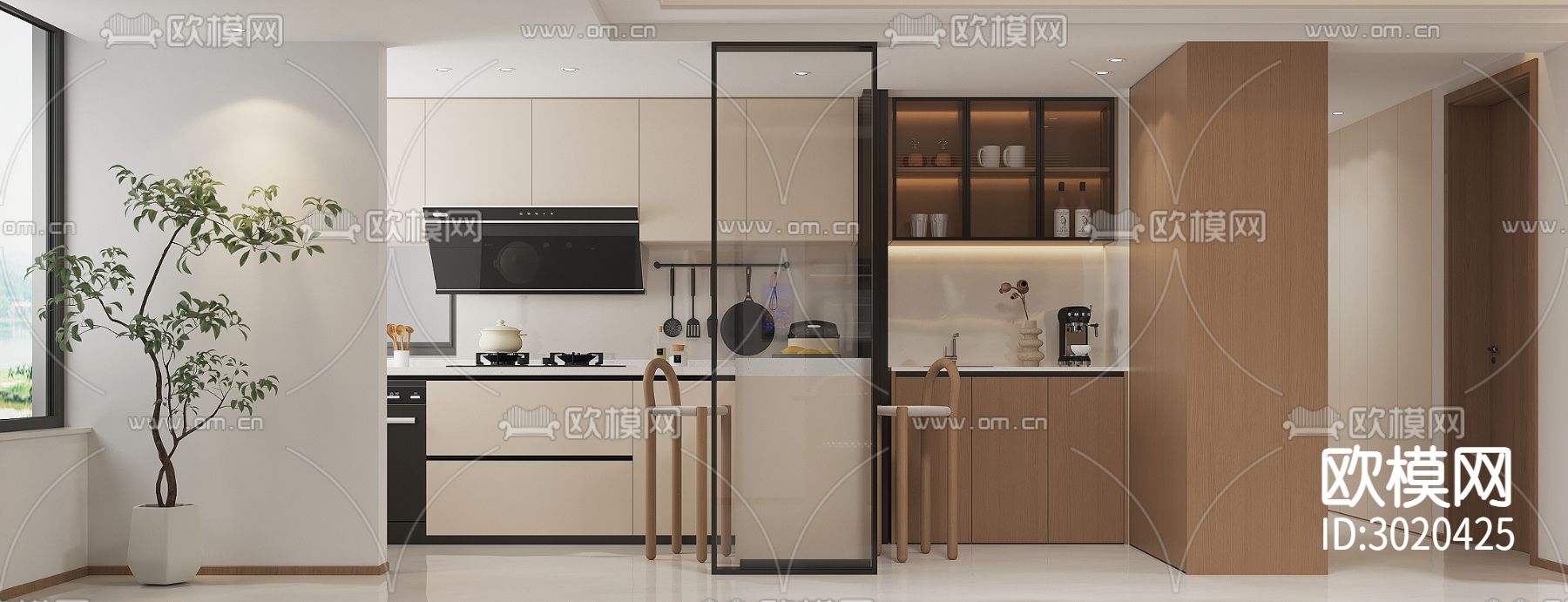 原木风客餐厅效果图下载（渲染图4）