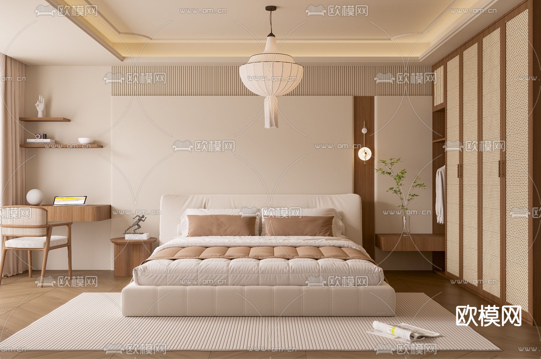 中古风卧室su模型下载