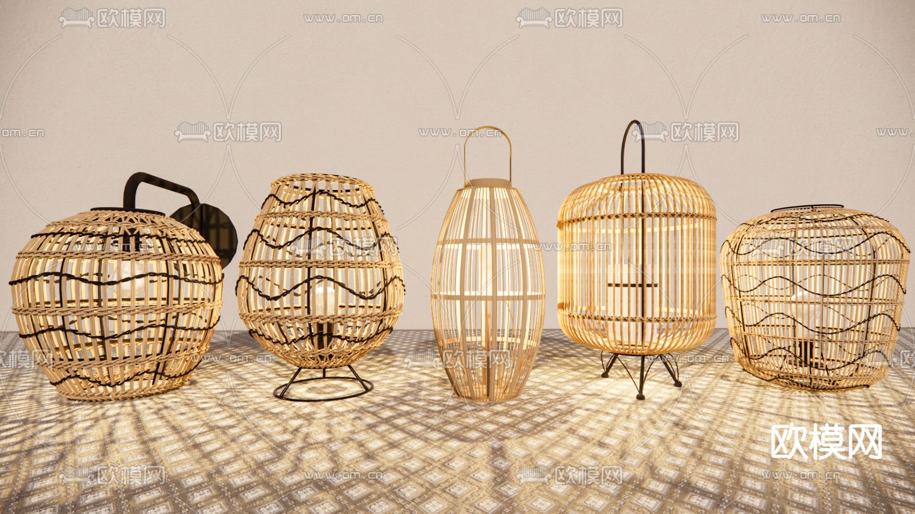 新中式竹灯笼su模型
