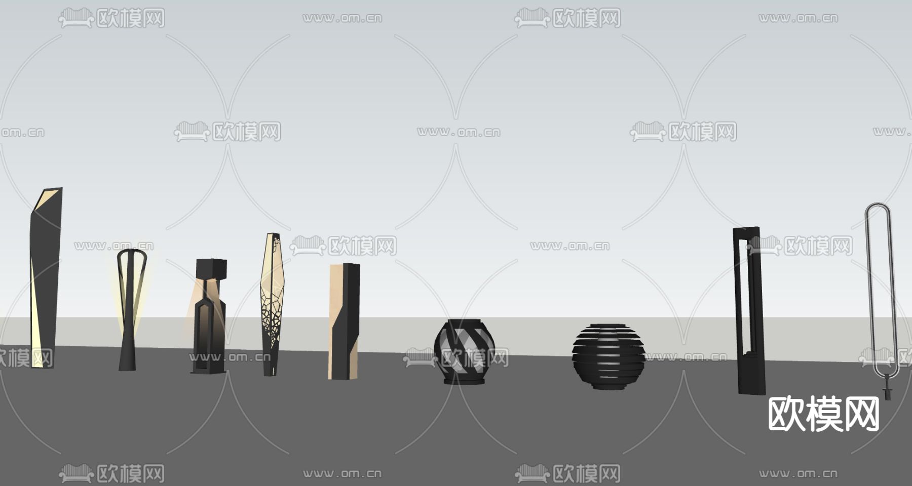 庭院景观灯 草坪灯 路灯su模型下载（渲染图1）