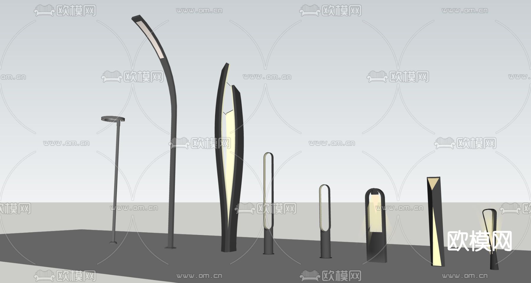 庭院景观灯 草坪灯 路灯su模型下载（渲染图4）