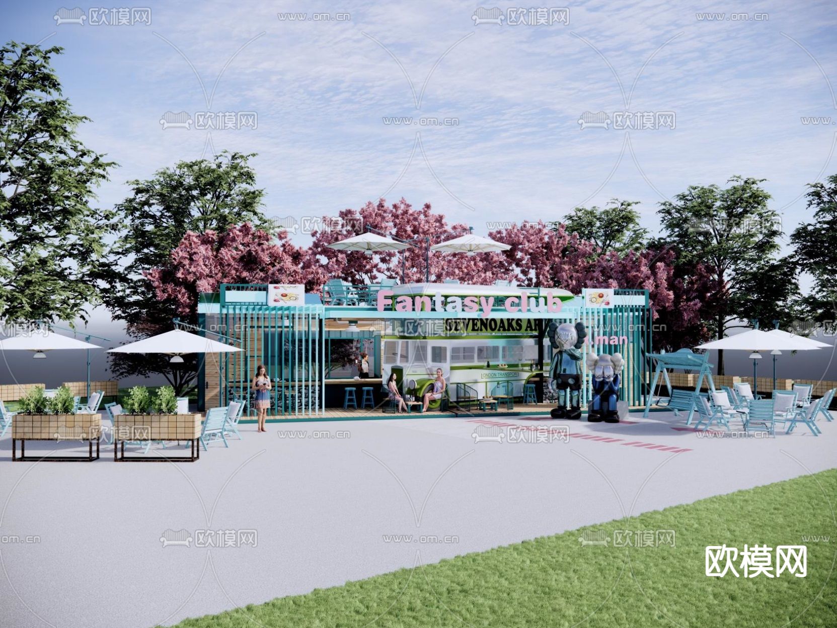 集装箱餐厅su模型下载（渲染图2）