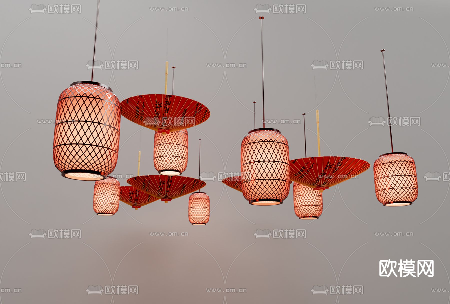 新中式灯笼su模型下载（渲染图2）