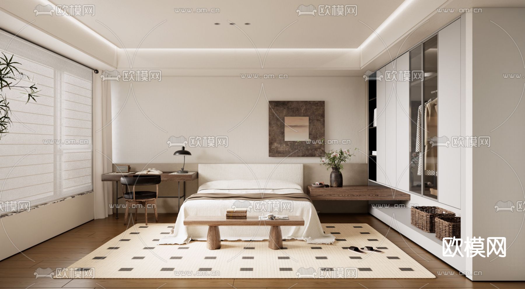 侘寂卧室su模型下载（渲染图4）