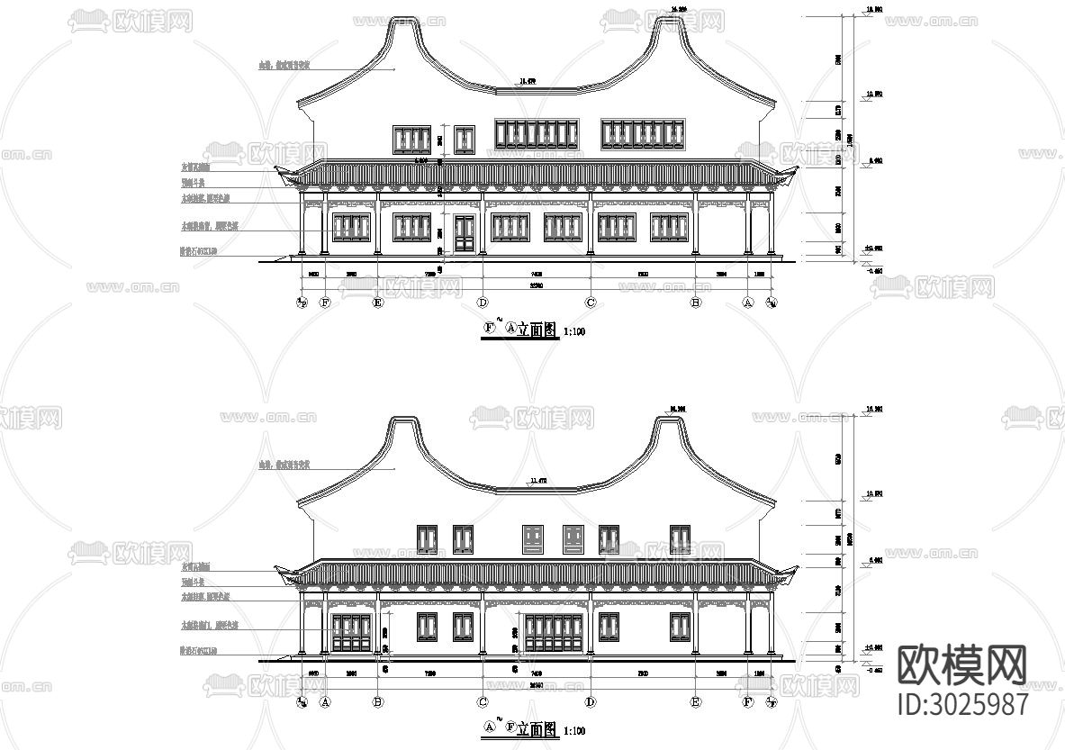 古建筑 寺庙 寺院cad施工图下载（渲染图1）