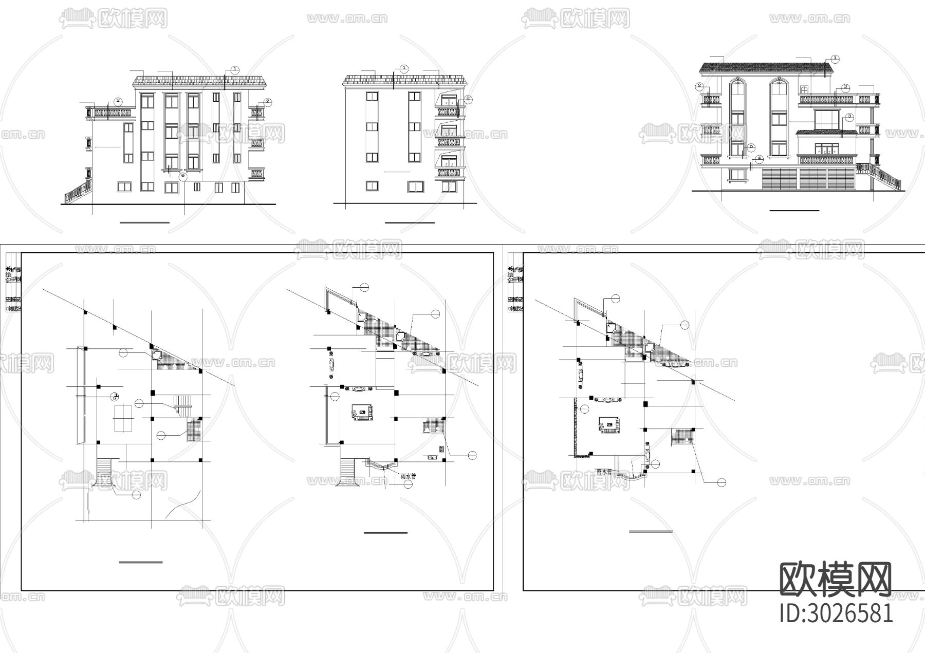 27美丽乡村CAD建筑图cad平面图下载（渲染图1）