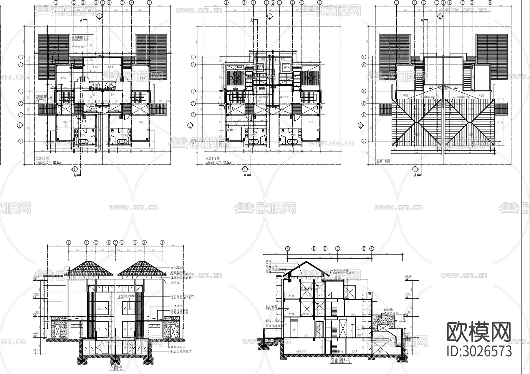 20美丽乡村CAD建筑图cad平面图下载（渲染图2）