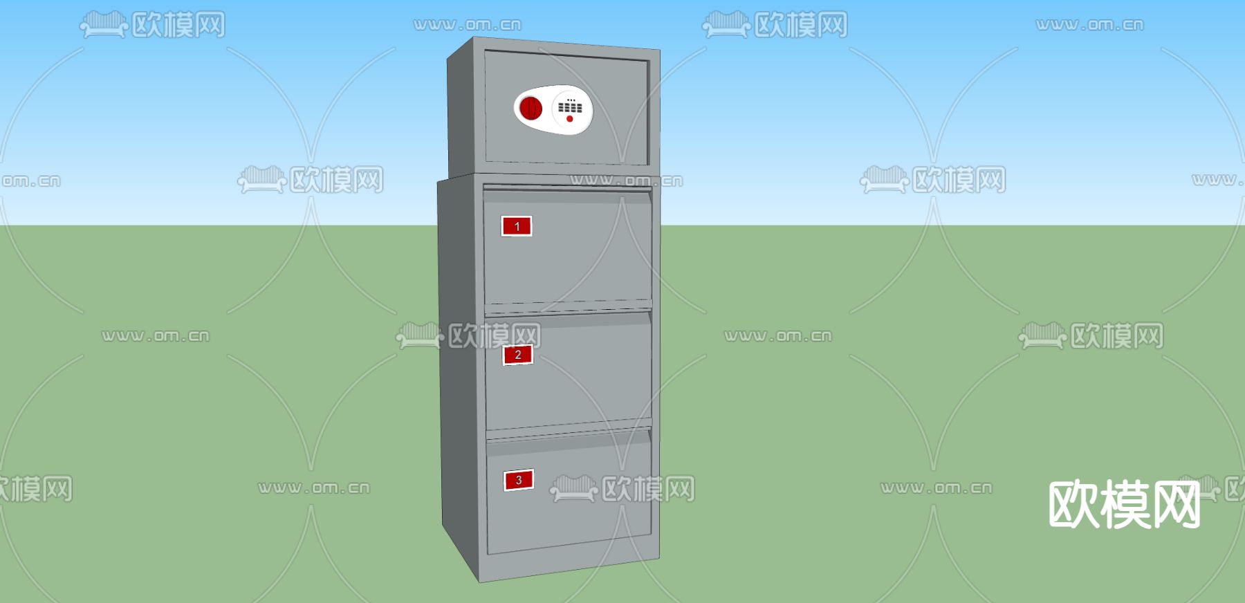 五金保险柜su模型下载（渲染图1）