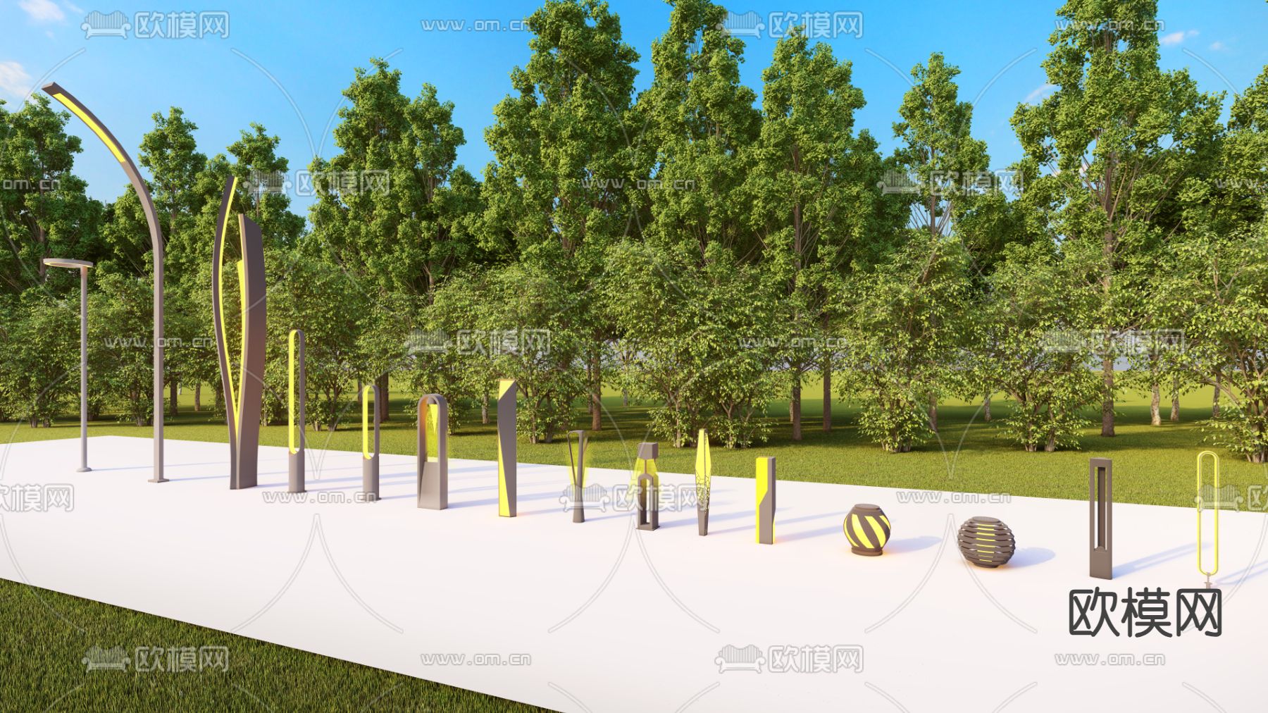 庭院景观灯 草坪灯 路灯su模型下载（渲染图2）