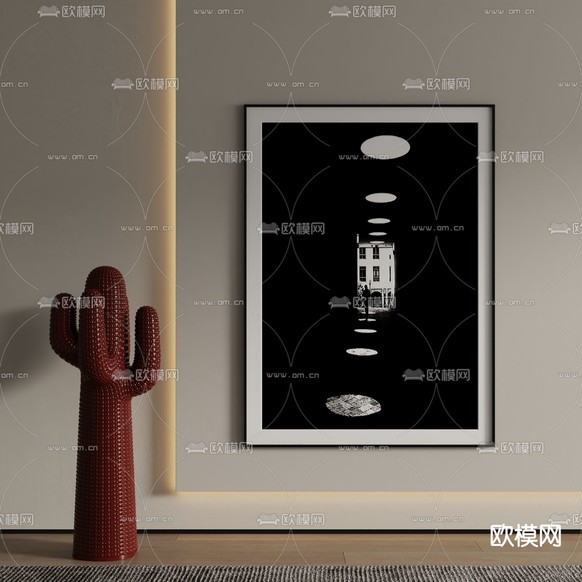 装饰画 黑白画 简约画3d模型下载
