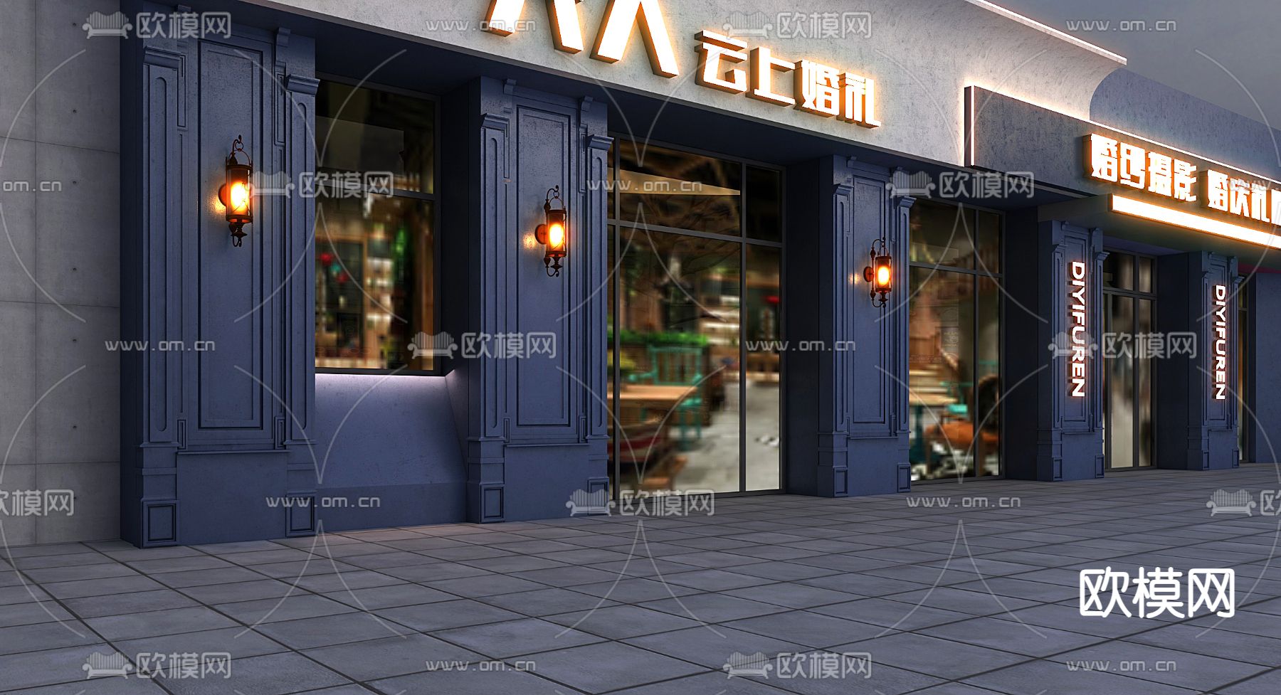 婚纱店门头 门面3d模型下载（渲染图2）