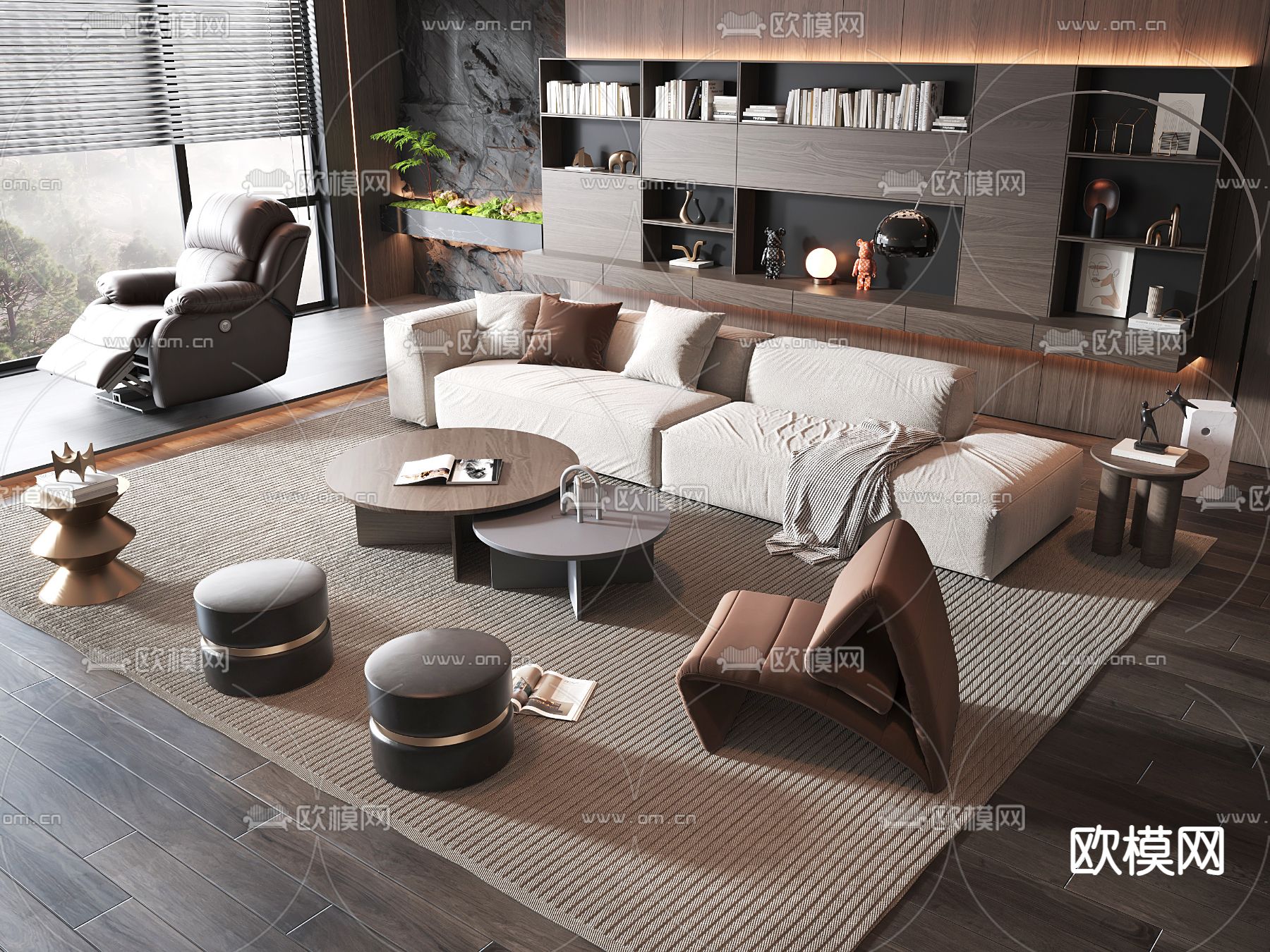 Minotti 组合沙发3d模型下载（渲染图1）