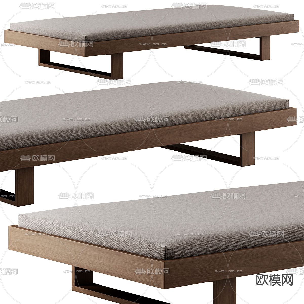 现代脚踏 床尾凳 沙发凳3d模型下载（渲染图2）