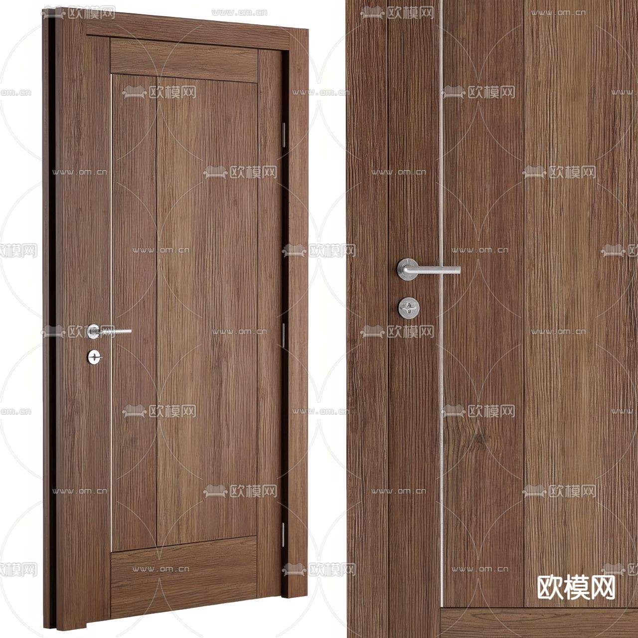 现代单开门 卧室门su模型
