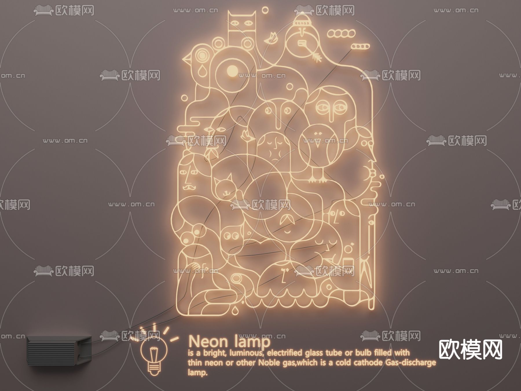 霓虹灯 网红灯 装饰灯 发光字3d模型下载