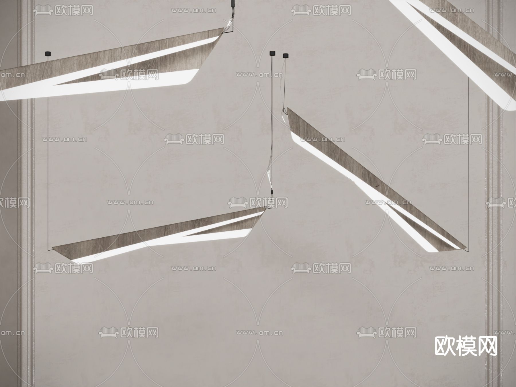 长条吊灯 办公吊灯3d模型下载