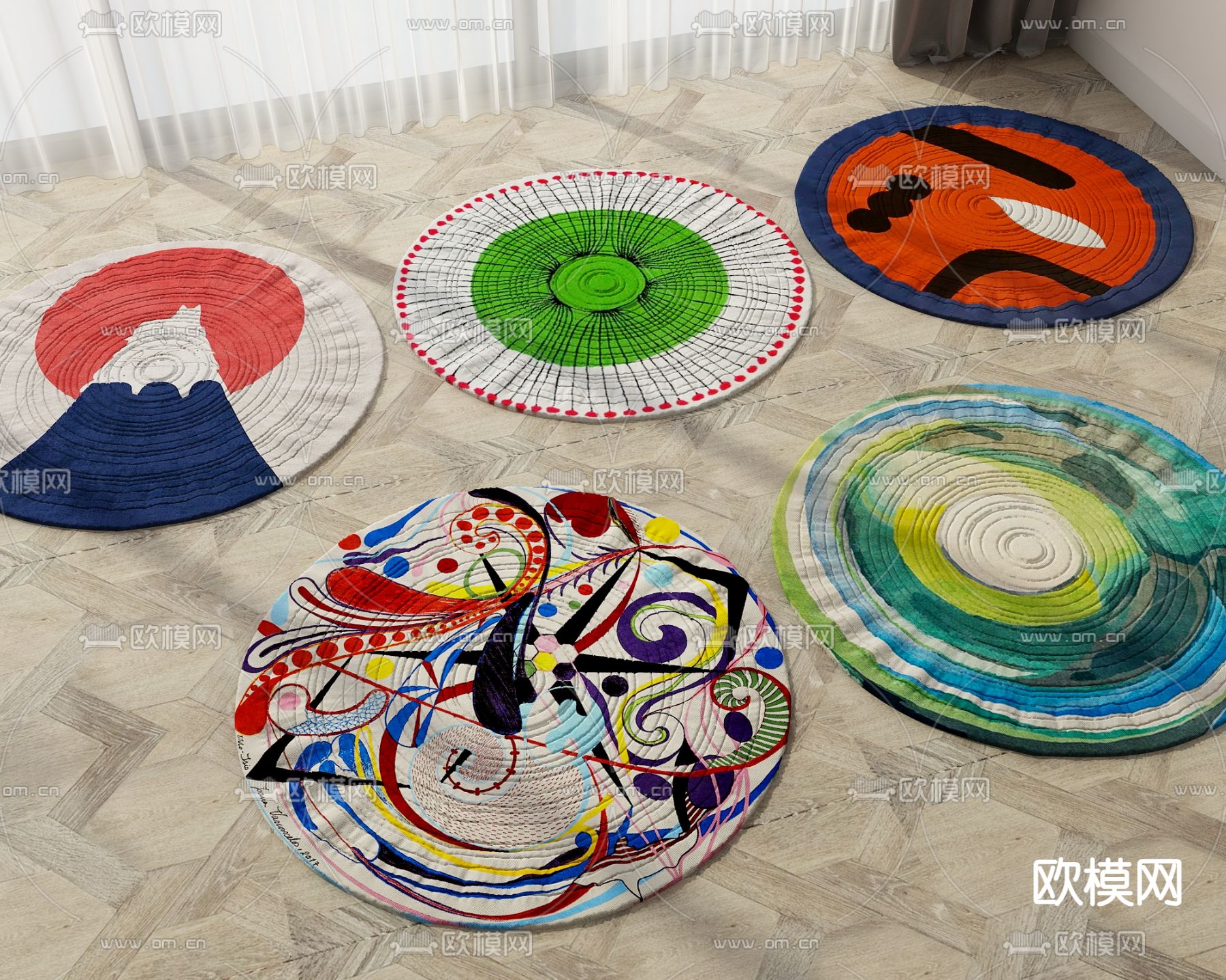 现代地毯 圆毯3d模型下载