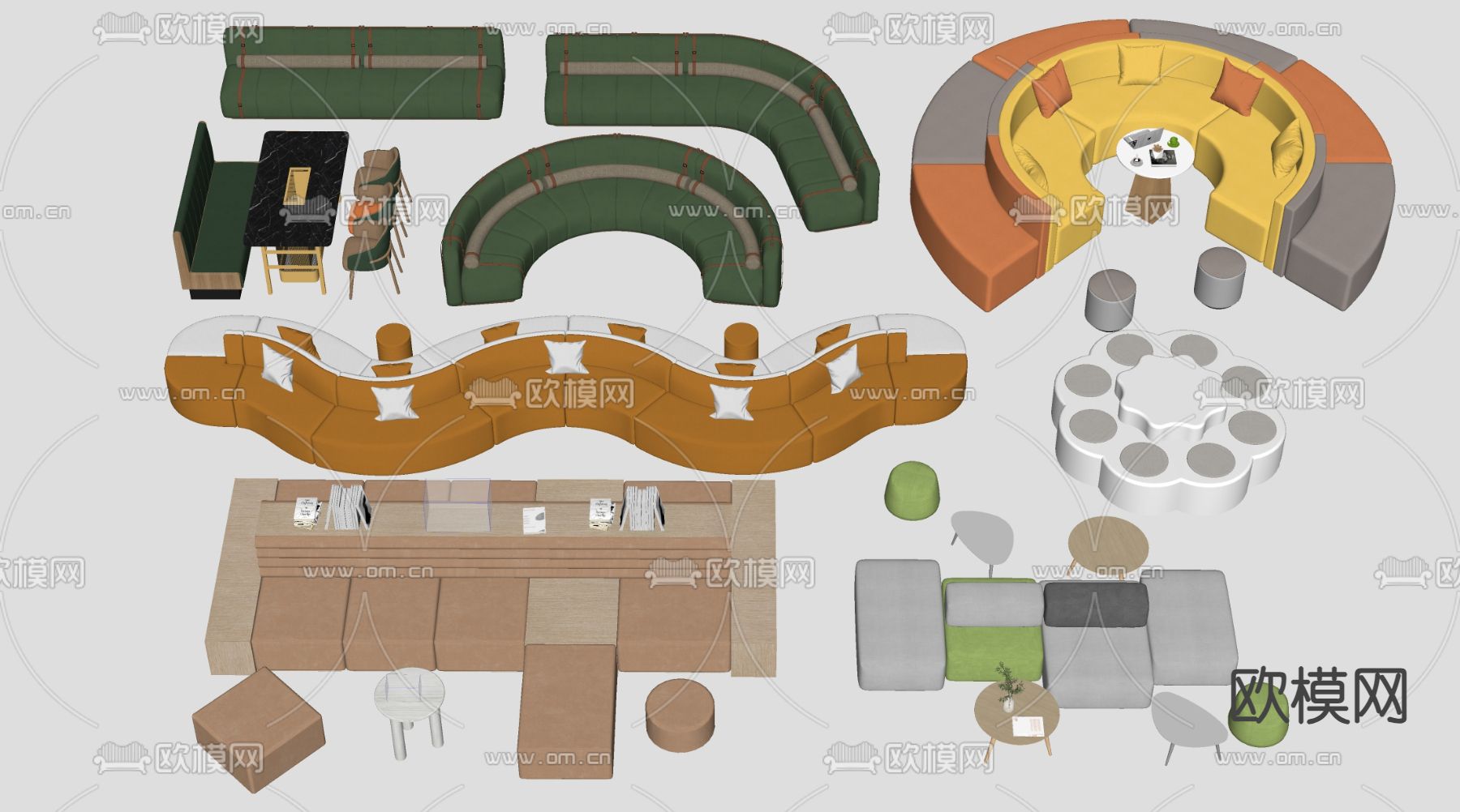 现代卡坐沙发 休闲沙发su模型下载（渲染图1）