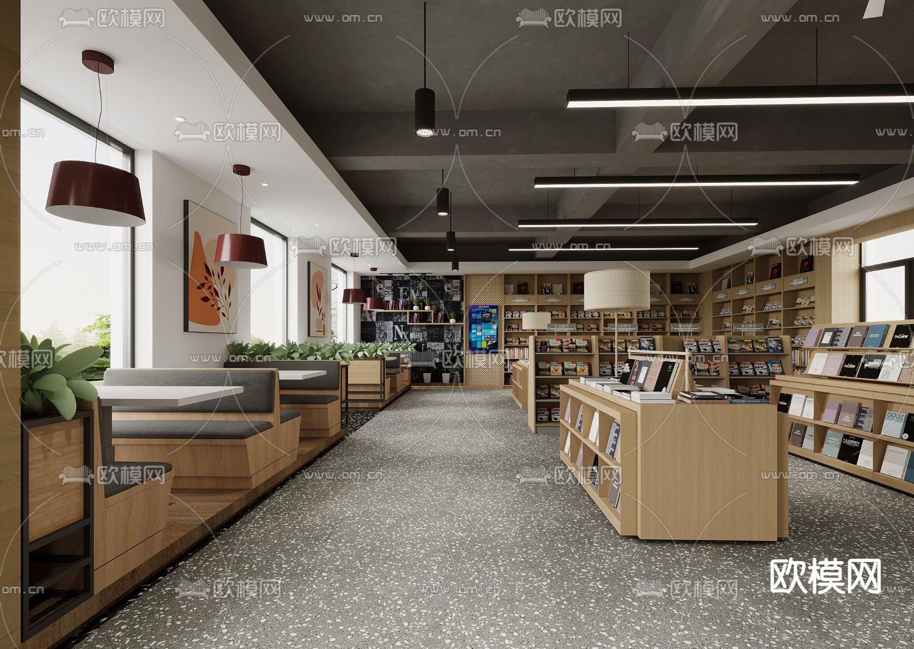 现代书店 图书馆 阅览室3d模型下载