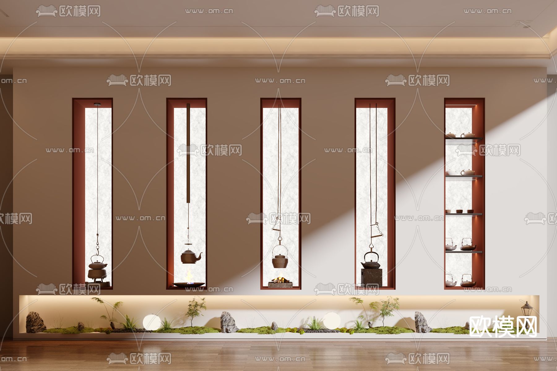 新中式悬挂茶壶 茶具 茶壶摆件su模型下载（渲染图2）