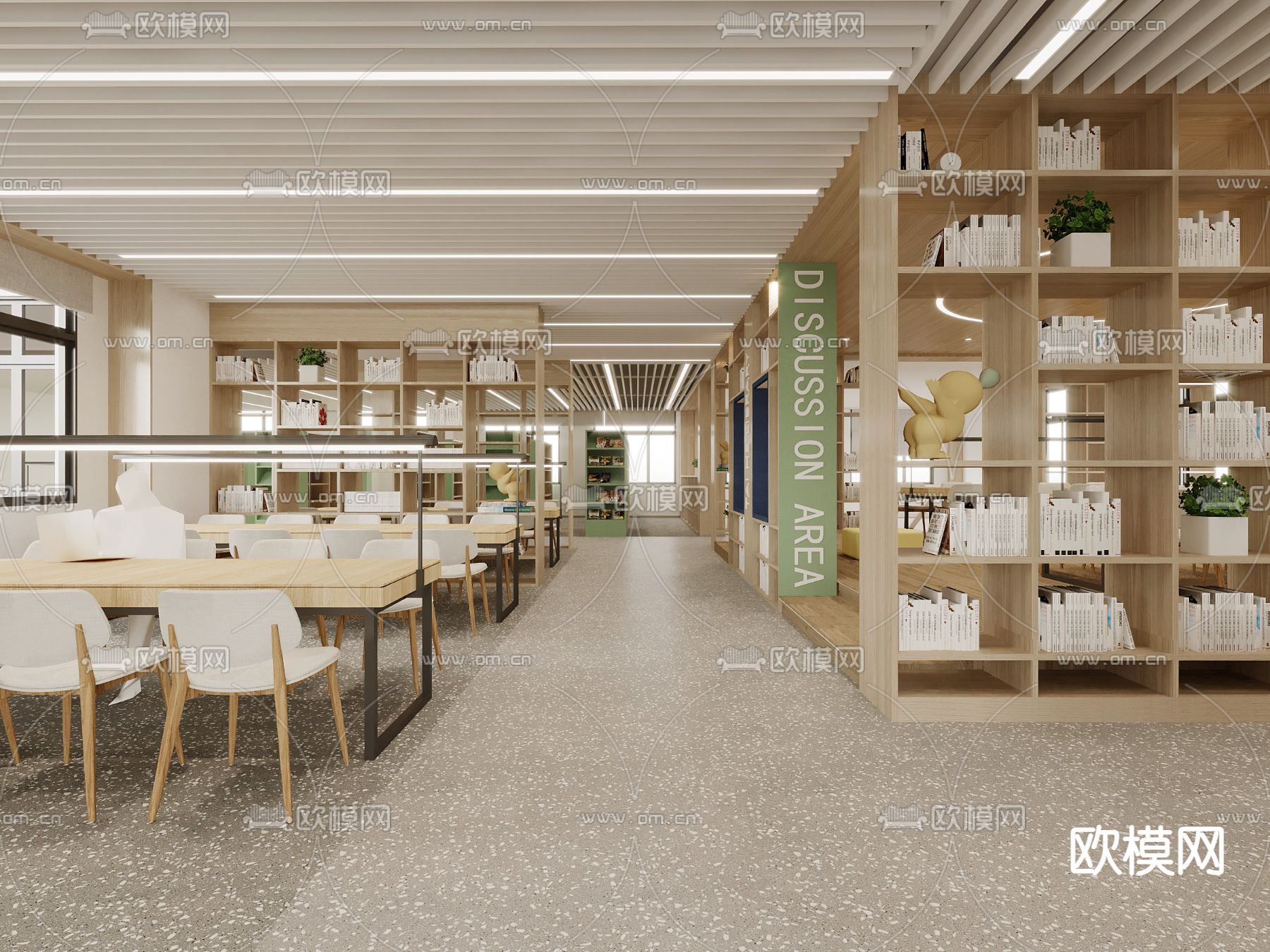 现代书店 图书馆 阅览室3d模型下载