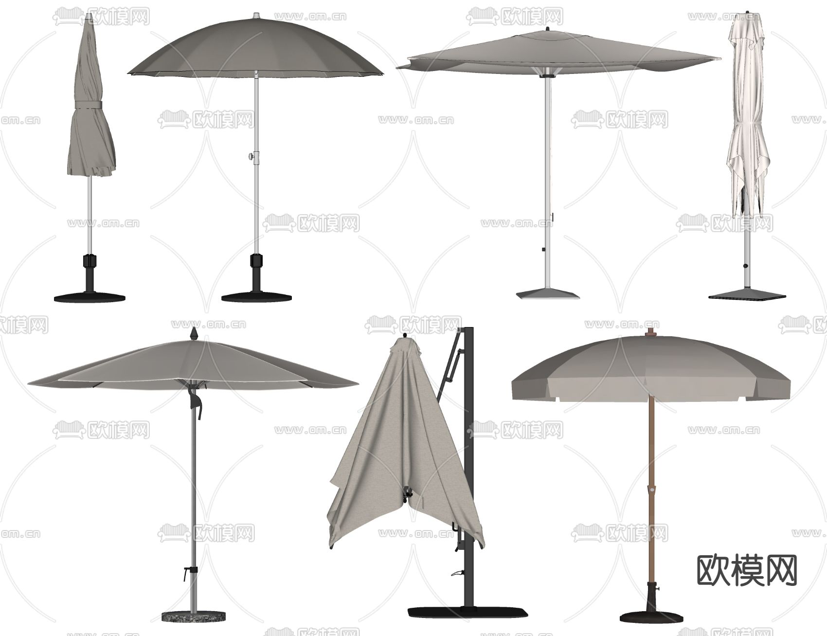 现代遮阳伞 太阳伞su模型