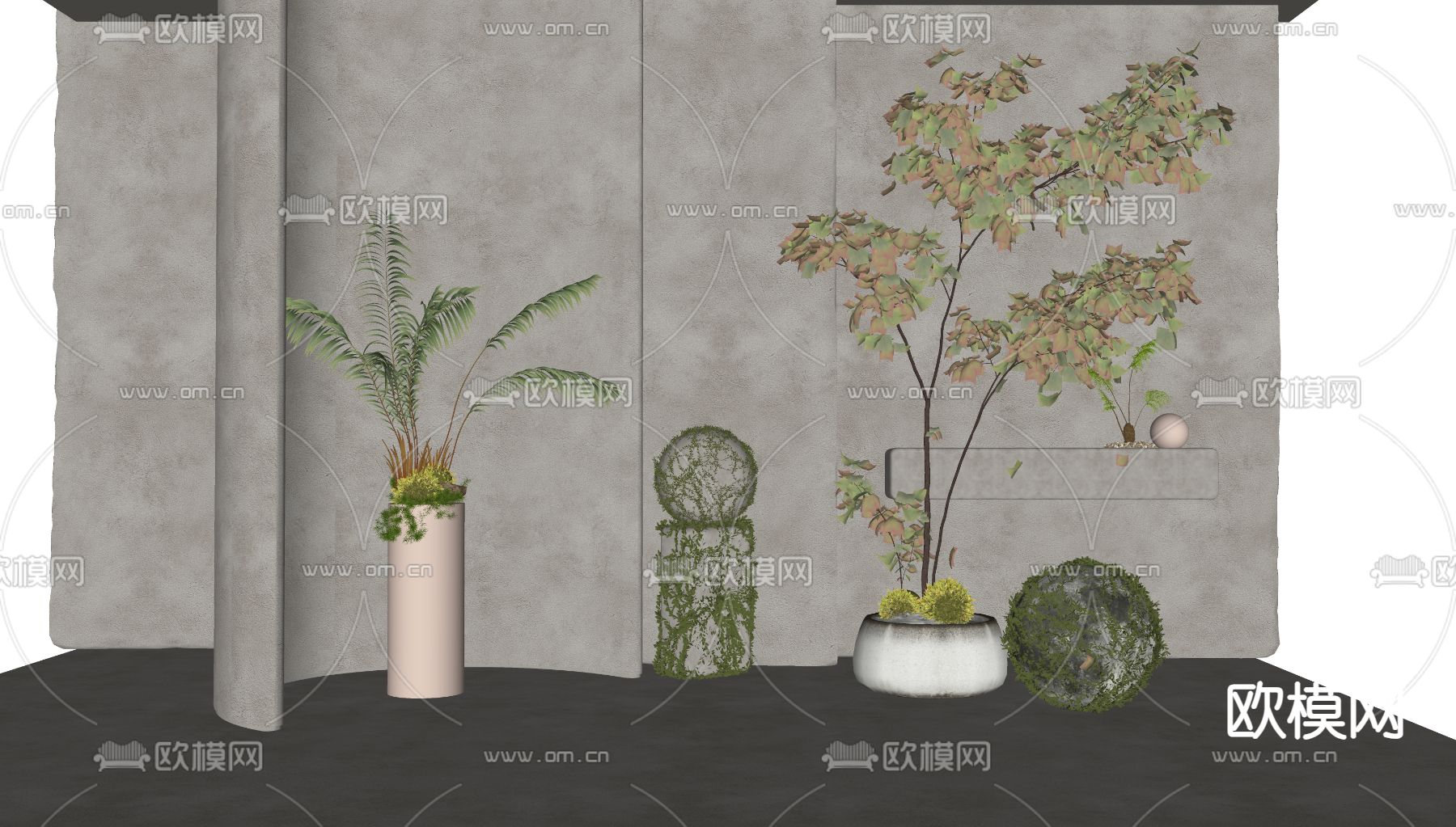 现代景观造景 植物堆 花坛su模型下载（渲染图1）