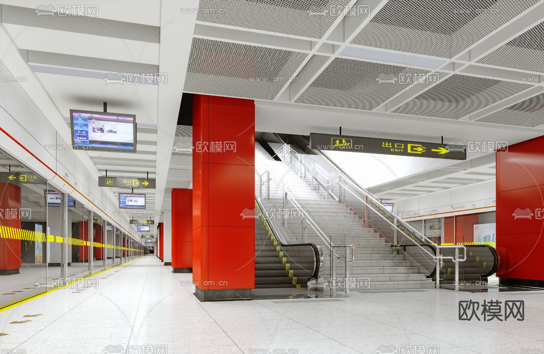 地铁站 候车站3d模型下载