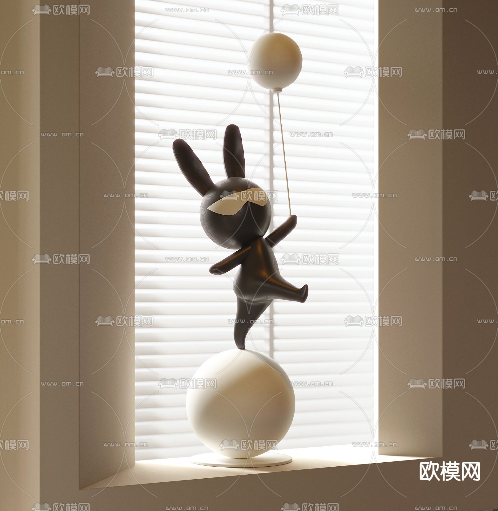 气球兔子雕塑 潮玩 公仔3d模型下载