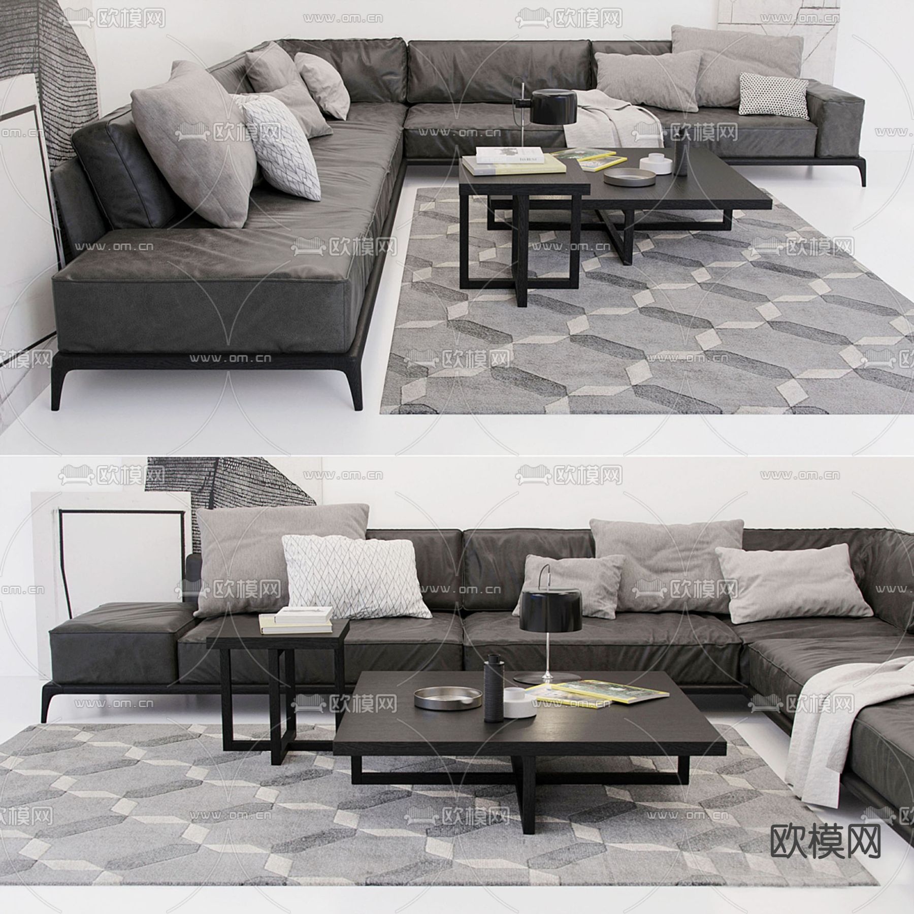 多人沙发 转角沙发3d模型下载
