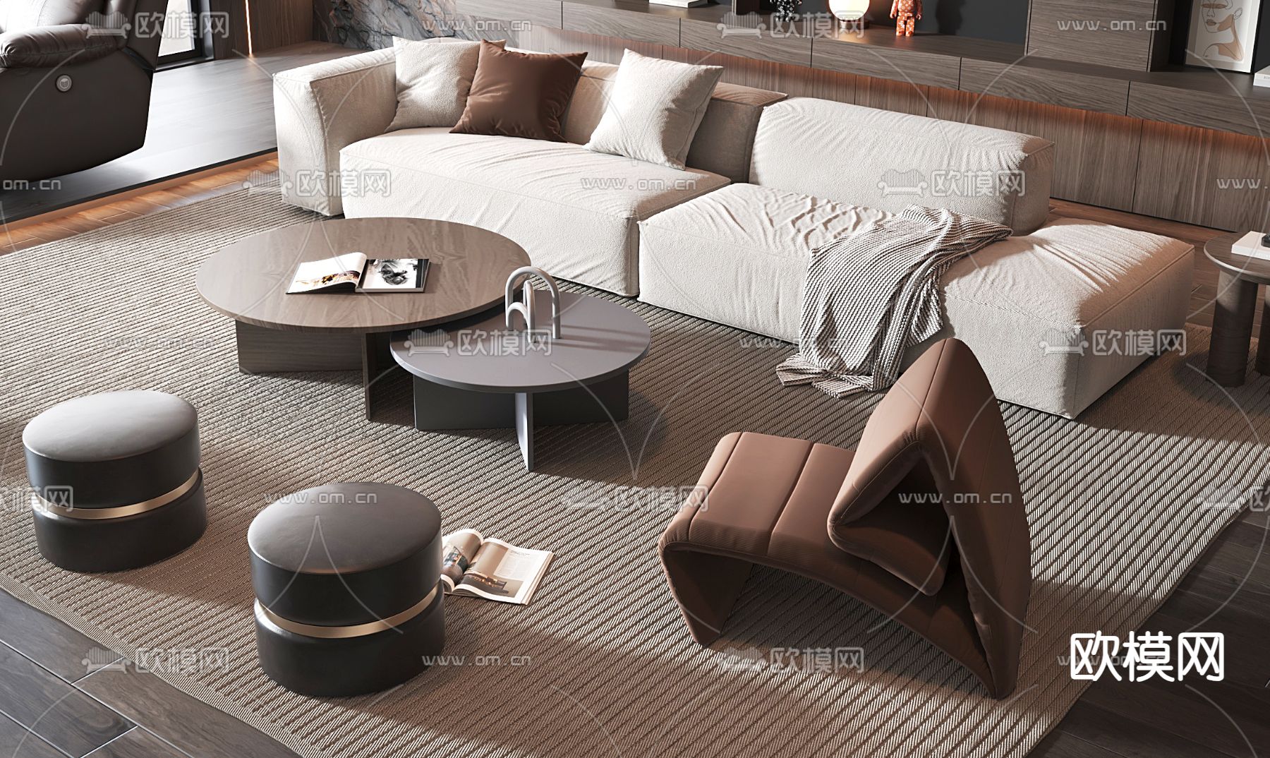 Minotti 组合沙发3d模型下载（渲染图2）