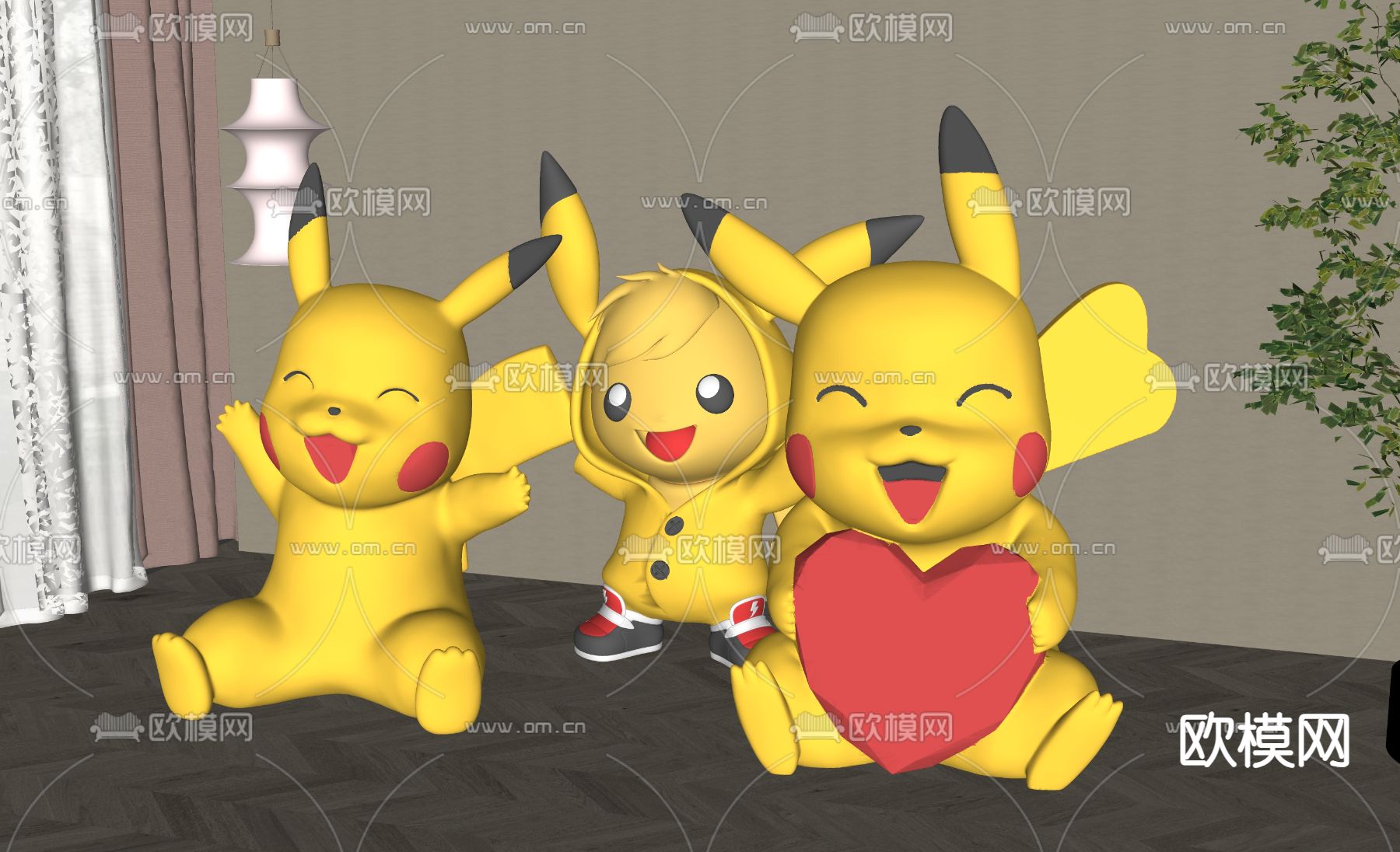 潮玩 雕塑摆件su模型下载（渲染图1）