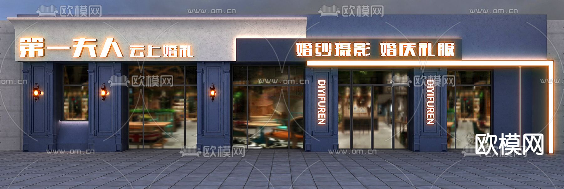 婚纱店门头 门面3d模型下载（渲染图1）